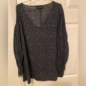 Lane Bryant Polka Dot Cinched Sleeve Blouse 16
